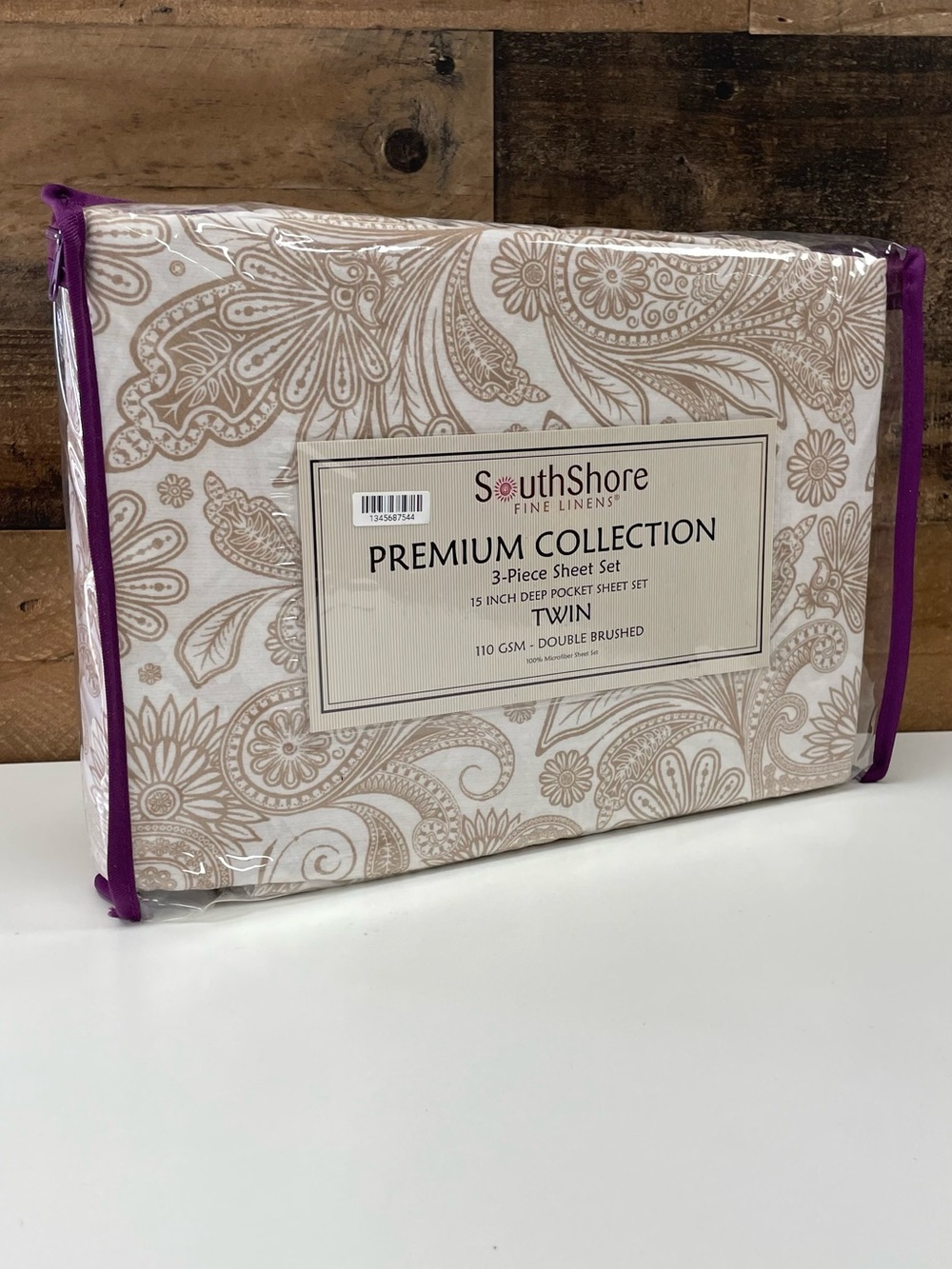 SouthShore Premium Collection Twin Sheet Set - Beige Paisley